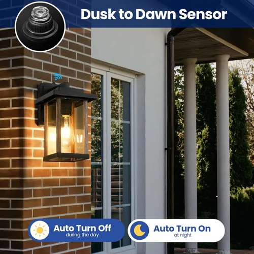 Miniatura 4 de Aplique de pared para exteriores, lámparas de porche exterior, montaje en pared del atardecer al amanecer, luces de pared exterior antioxidantes