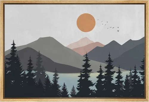 Miniatura 39 de SIGNFORD Lienzo Enmarcado Impresión Arte de Pared Océano Pastel Luz del Sol Puesta de Sol Horizonte Naturaleza Vida Silvestre Ilustraciones Arte