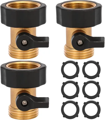 Miniatura 7 de Válvula de cierre de manguera de jardín de latón de 3/4 pulgadas, cierre de agua de flujo restringido de 1 vía, se adapta al conector de manguera