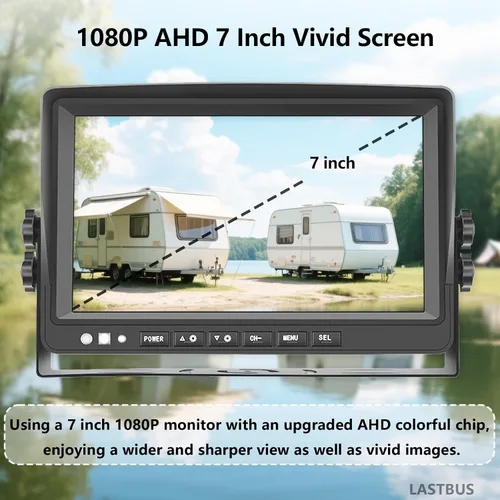 Miniatura 3 de Sistema de cámara RV de 7 pulgadas para caravana, semirremolque, cámper, 4 pantallas divididas, monitor de grabación HD DVR + cámara de visión