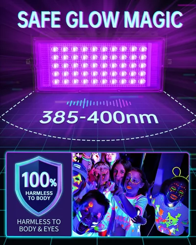 Miniatura 2 de Luces negras de 50 W con interruptor+enchufe, impermeable IP66, luz LED de inundación de luz negra para fiesta brillante, Halloween, dormitorio