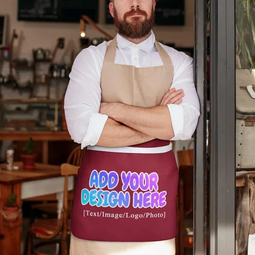 Miniatura 177 de AXKEUDO Delantal personalizado con bolsillos, delantales de cintura para camarera para cocinar en casa, restaurante, servir trabajo