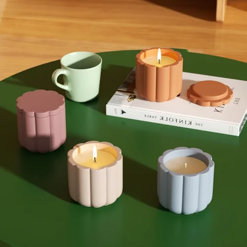 Miniatura 3 de BOOWAN NICOLE Molde de silicona para recipiente de vela para hormigón, moldes de maceta de tarro de vela, molde de silicona para bricolaje