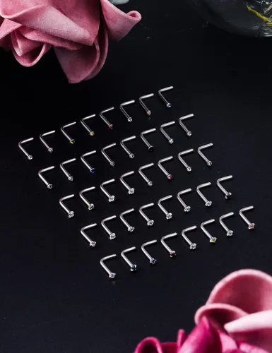 Miniatura 4 de Lsnevsie - Piercing de nariz de acero quirúrgico 18G, 20G, 22G, para mujeres y hombres, joyería de piercing de nariz con circonita cúbica de 0.059