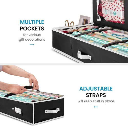 Miniatura 2 de ZOBER Organizador de papel de regalo, contenedores de almacenamiento de papel de regalo de 40 pulgadas con bolsillos interiores para lazos