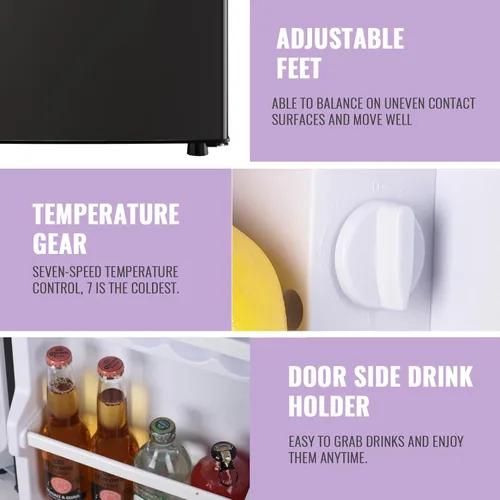 Miniatura 4 de DEMULLER - Pequeño refrigerador de 2.4 pies cúbicos con congelador, mininevera para dormitorio con estantes de plástico removibles, mininevera ideal