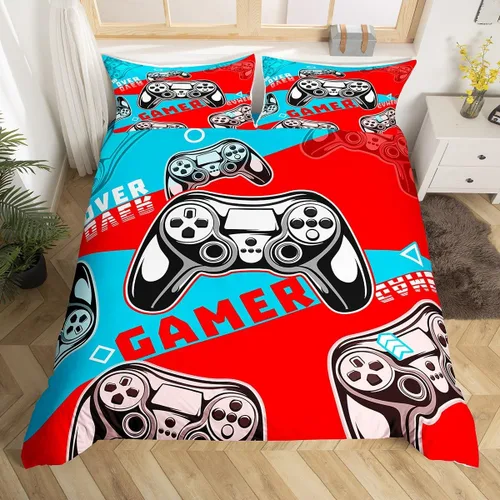 Miniatura 25 de Erosebridal Juego de funda de edredón para niños, niñas, niños y adolescentes, juego de ropa de cama de videojuegos, tamaño individual, funda