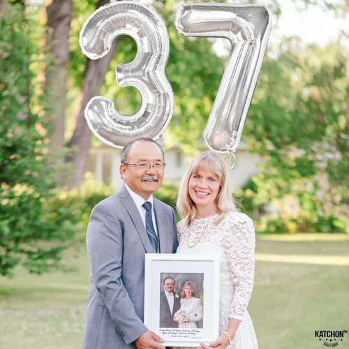 Miniatura 8 de KatchOn, Globo plateado de 40 pulgadas, decoraciones de cumpleaños para hombres y mujeres