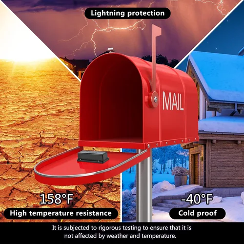 Miniatura 7 de Alarma de buzón Briidea, inalámbrica, alimentada por batería, blanca, rango de 500 pies, alertas de luz LED y sonido, recordatorio de batería baja