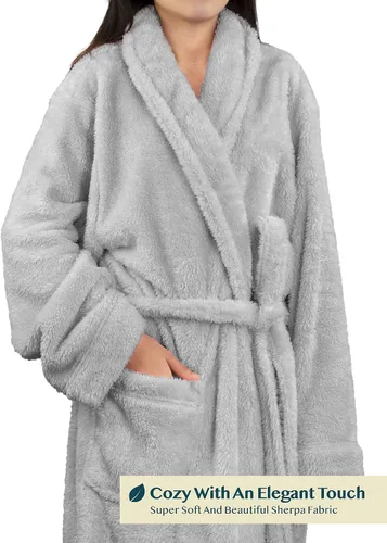 Miniatura 3 de PAVILIA - Bata de baño para mujer de suave tejido polar, mullida y cálida