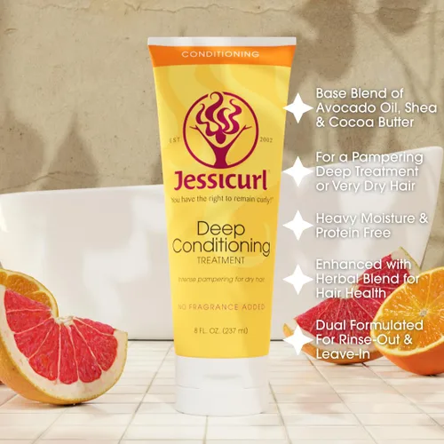 Miniatura 2 de Jessicurl, Tratamiento acondicionador profundo, lavanda cítrica, acondicionador profundo para cabello seco dañado, gran mascarilla