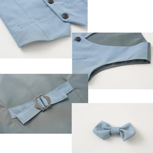 Miniatura 4 de Conjunto de ropa de algodón de manga larga con corbatín + chaleco + pantalones para niños