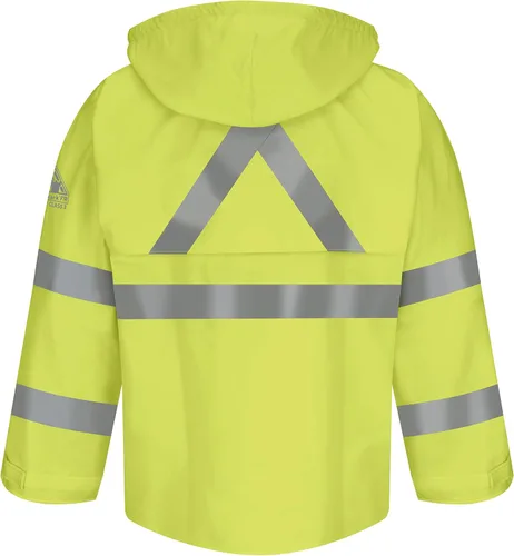 Miniatura 2 de Bulwark Chaqueta de lluvia regular de alta visibilidad HRC2 resistente a la llama, pestañas de recogida en el puño, amarilloverde