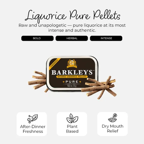 Miniatura 2 de Barkleys Caramelo de Regaliz Negro, Pellets de Regaliz - Regaliz Libre de Gluten, Vegano - Regaliz Negro Intenso (1 Lata x 16 gr.)