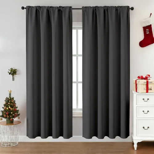 Miniatura 17 de CUCRAF Cortinas opacas de 45 pulgadas de largo, juego de 2 paneles para dormitorio, bolsillo para cortinero, cortinas de oscurecimiento