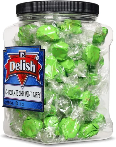 Miniatura 6 de It's Delish - Caramelos masticables gourmet con chispas de chocolate y menta, contenedor reutilizable jumbo de 18 onzas, masticables de frutas