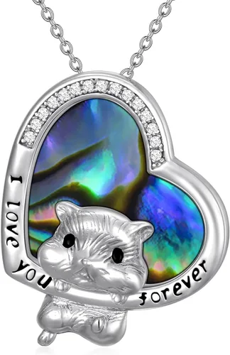 Collar con colgante de hámster, tigrezorro, plata de ley S925, regalo de joyería de animales para mujeres, niñas y adolescentes
