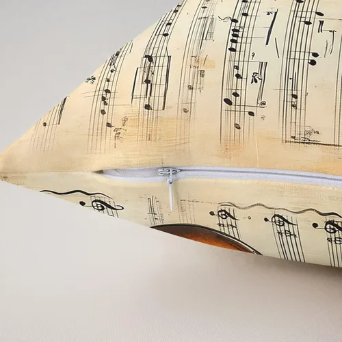 Miniatura 5 de Guitar Print Double Sides Print Pillow Covers 16"x16",Music Themed Bass Instruments Pillowcase Soft Square Cushion Cases,Rustic Music Score Note