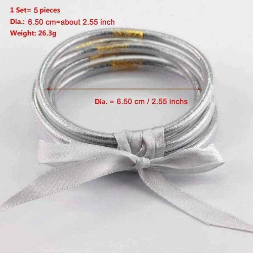 Miniatura 4 de YBMYCM - Juego de pulseras de silicona de gelatina con purpurina para mujer, rellenas con brillantina para niñas