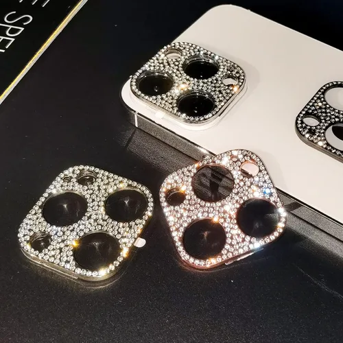 Miniatura 4 de Protector de lente brillante para iPhone 13 Pro Max, cubierta de cámara con purpurina 3D, diamantes de imitación, puntos brillantes, decoración