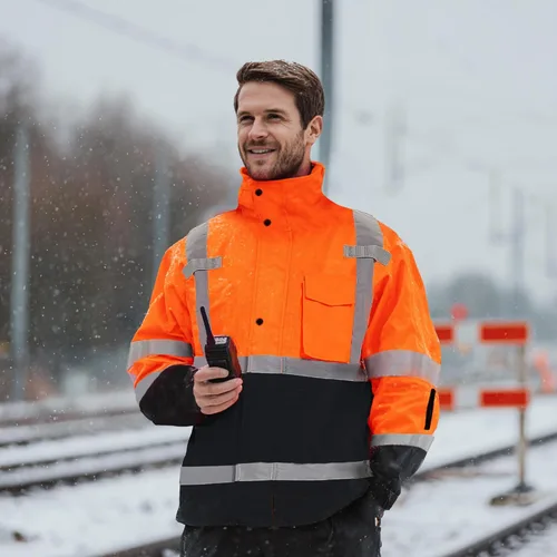 Miniatura 2 de ProtectX Chaqueta de seguridad impermeable de alta visibilidad, Hi Visi Reflectante Invierno Construcción Bomber Chaqueta para hombres y mujeres