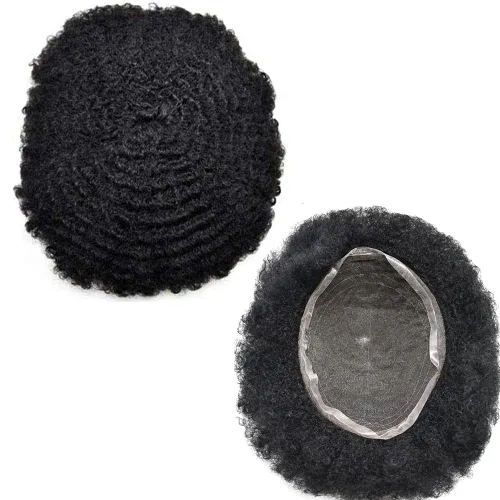 Miniatura 16 de Afro - Toupee - Toupee para hombre, encaje suizo, rizado, para hombres negros, hombres afroamericanos, todos los encajes, sistemas de reemplazo