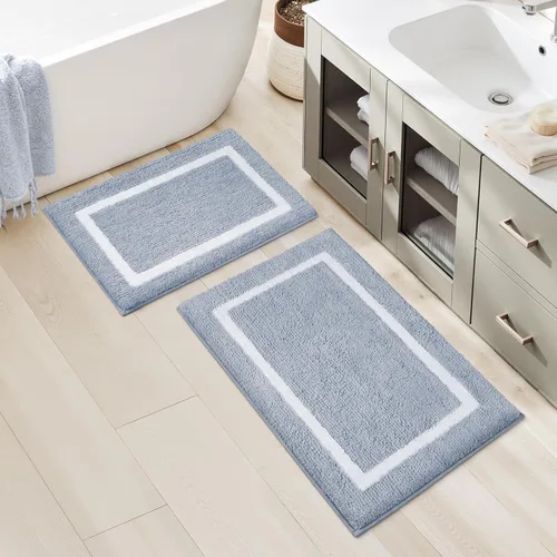 Miniatura 15 de HOMEIDEAS - Juego de alfombras para baño (2 piezas), de microfibra súper suave y absorbente, con borlas, antideslizantes y lavables a máquina