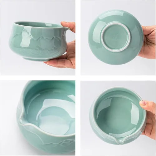 Miniatura 4 de TEANAGOO Juego de 7 batidores de matcha azul, juego de matcha de cerámica, kit de matcha para ceremonia, juego de té matcha para hacer