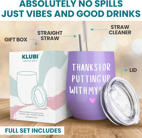 Miniatura 3 de KLUBI Regalos para Proveedores de Cuidado Infantil - Vaso "Thanks For Putting Up With My Kid" de 12oz Taza de Café Morada Regalos para Maestros
