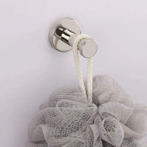 Miniatura 6 de Ganchos para toallas de baño, paquete de 6 ganchos redondos para abrigos, gancho resistente para bata montado en la pared, colgador de ropa Cromo