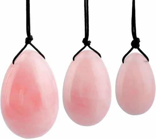 Miniatura 18 de TUMBEELLUWA Yoni Huevo de cristal curativo 3 piedras de masaje perforadas para mujeres para entrenar músculos pélvicos ejercicio Kegel, obsidiana #1