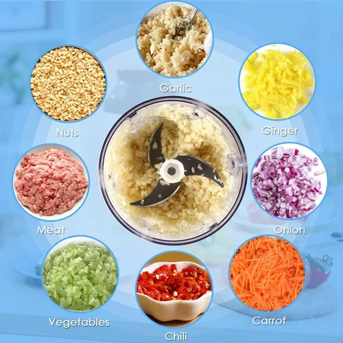 Miniatura 6 de Mini picadora eléctrica de ajo, procesador de alimentos portátil, picadora de verduras y cebolla, picadora de carne inalámbrica con carga USB