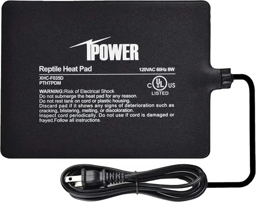 iPower Almohadilla de calor para reptiles debajo del tanque, calentador de terrario para tortuga, lagarto, rana, serpiente, reptil y otros animales