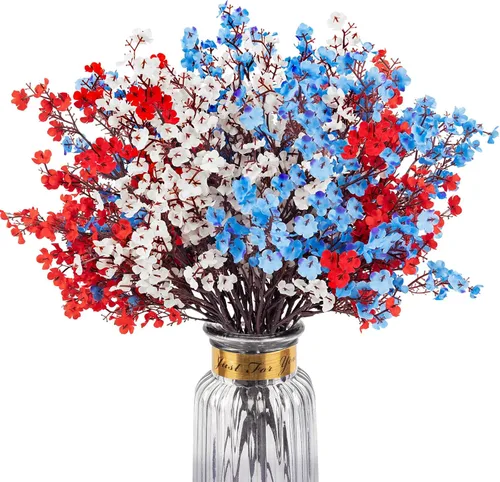 Miniatura 23 de 8 piezas flores artificiales de aliento de bebé, flores de seda amarillas de tacto real, flores falsas para jarrón, hogar, oficina, boda, Navidad