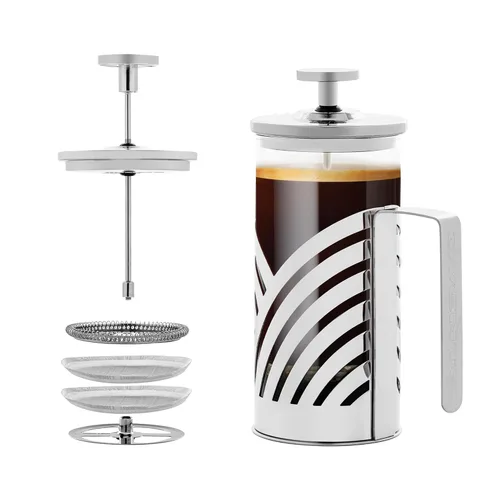 Miniatura 11 de OVENTE Cafetera de prensa francesa de 27 onzas con vidrio de borosilicato resistente al calor, diseño de acero inoxidable y sistema de filtro de 4