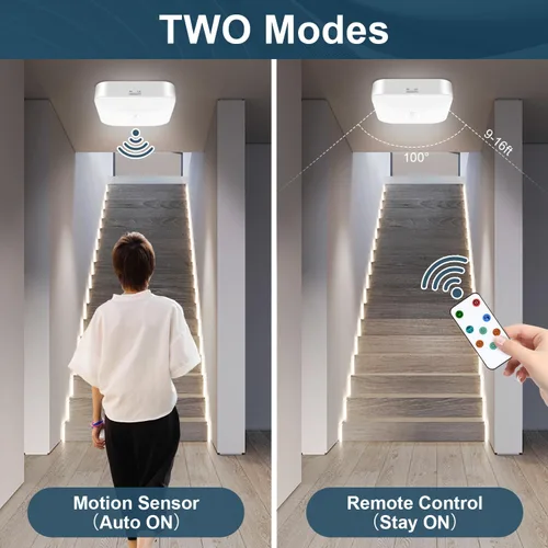 Miniatura 3 de Luz de techo recargable con sensor de movimiento WhitePoplar para interiores con control remoto, luz recargable con sensor de movimiento inalámbrica