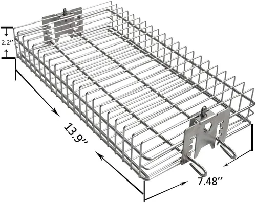 Miniatura 2 de onlyfire 6042 Cesta BBQ de Acero Inoxidable Plana para Asador Rotatorio, para Cualquier Parrilla, Compatible con Hexágono de 1/2", Hexágono de 3/8