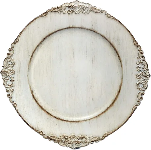 Miniatura 5 de Tiger Chef Platos Base Redondos Vintage Gris Antiguo para Platos, Platos Base de Recepción de Boda para Configuraciones de Mesa, Platos Base