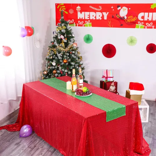 Miniatura 69 de Manteles redondos de lentejuelas negros para fiestas, de 121,9 cm, mantel redondo de purpurina ajustado, pequeño, lindo y dulce, para boda