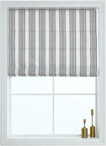 Miniatura 18 de Everyday Celebration Persianas romanas para ventanas, 100% opacas, sin cordones, rayas verticales, persianas de tela tejida, 26 pulgadas de ancho x