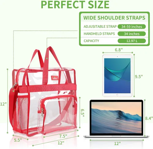 Miniatura 60 de MAY TREE Bolsa transparente para eventos en estadios de 12 x 6 x 12 pulgadas, bolsa de almuerzo transparente con correas reforzadas para trabajo