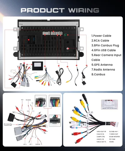 Miniatura 8 de 4G+64G para Ford F150/F250/F350 2004-2014 Radio de coche con Carplay inalámbrico/Android Auto, 7 pulgadas Android 15 pantalla táctil estéreo