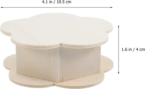 Miniatura 3 de iplusmile Caja de madera Caja de madera 3 piezas Caja de joyería de madera sin terminar con forma de flor, caja organizadora de almacenamiento