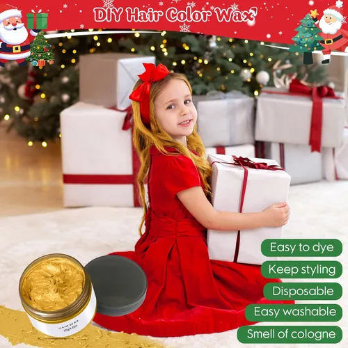 Miniatura 4 de Cera temporal de color dorado para el cabello, color rubio para hombres y mujeres, cera de tinte para el cabello, arcilla lavable para niñas de 4