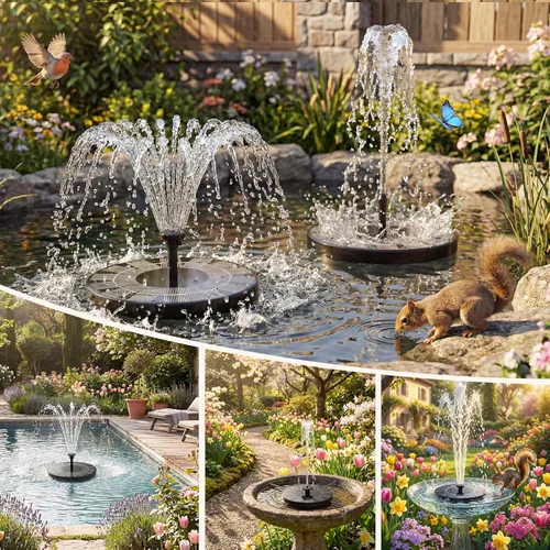 Miniatura 5 de AISITIN Bomba de fuente solar de 2.5 W, 6.7 pulgadas, bomba de fuente de agua para baño de pájaros, bomba solar para fuente con 6 boquillas