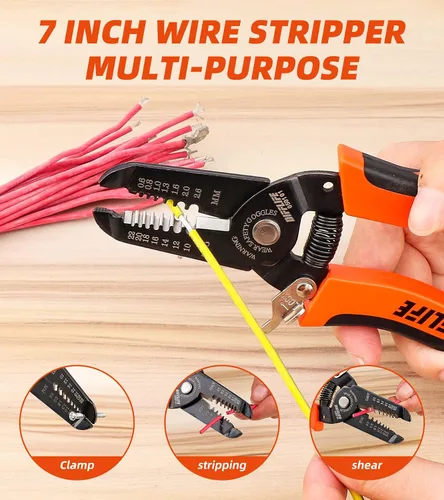 Miniatura 7 de Cortador pelacables de 10-22 AWG y herramienta manual multifunción, diseño de mango profesional y artesanía refinada.