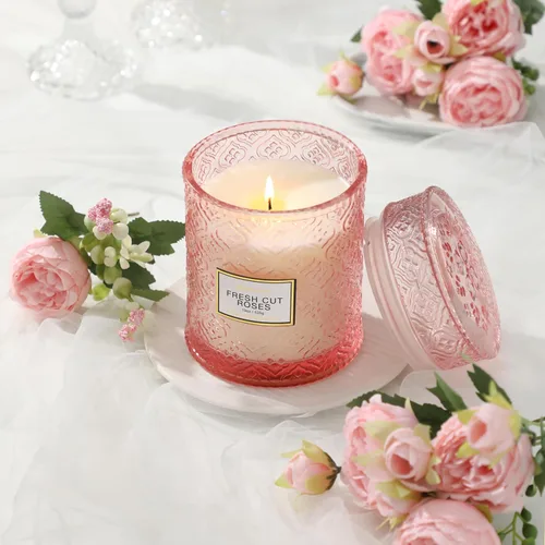 Miniatura 6 de Velas perfumadas con aroma a rosas, velas rosas de regalo para mujeres, vela decorativa de lujo de gran tamaño para el Día de San Valentín en 2-Rosa