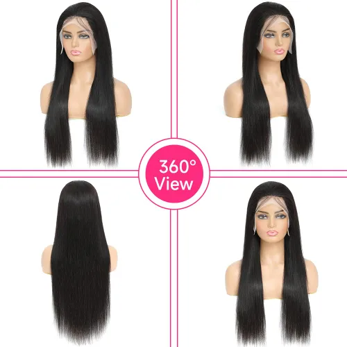 Miniatura 5 de 20 Pulgadas Pelucas de encaje frontal de cabello humano prearrancadas con cabello de bebé 200 de densidad Real cabello humano liso 13x4 HD Pelucas