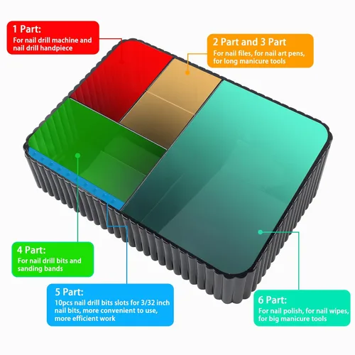 Miniatura 4 de Caja de almacenamiento de brocas y brocas, 10 agujeros, soporte para brocas de acrílico transparente, herramienta de taladro de uñas de plástico