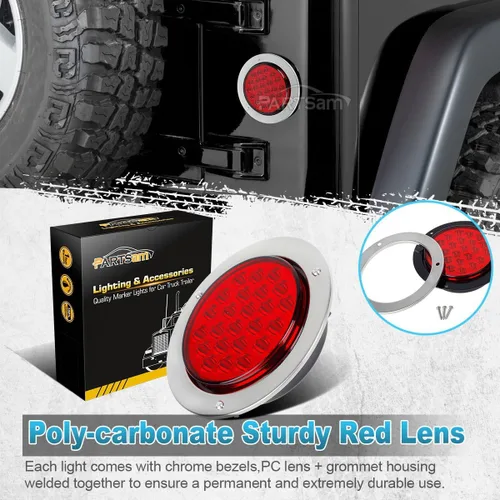 Miniatura 3 de Partsam 4 luces traseras LED redondas de 4 pulgadas para remolque, 24 luces LED, montaje en brida, selladas, para camión, remolque, caravana, LED